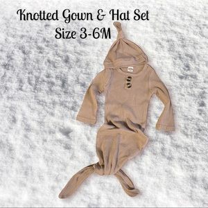 Knotted Gown & Hat set in tan.